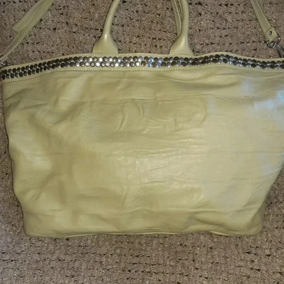 ANTONIO CRISTIANO-Light Olive Italian Leather Tote/Shoulder/Xbody-Studded-NEW - Picture 2 of 8